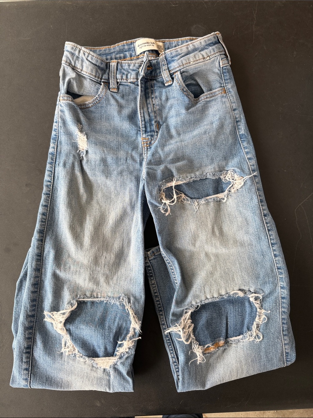 abercrombie kids light blue distressed jeans